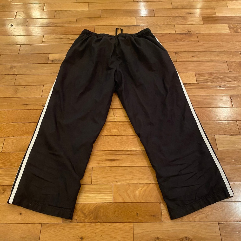 Adidas Womens Black White 3 Stripe Mesh Lined Track capri Pants AZF001 Small